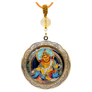 黄财神唐卡挂件提升财运饰品五路财神小吊坠招财令正偏横聚护身符