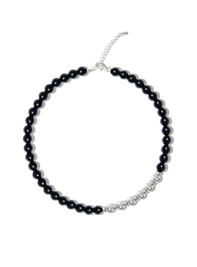 RiverineAdara「雾屿星砂」黑曜石天然水晶拉丝银球颈链项链首饰