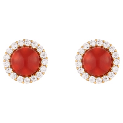 一撇一捺莫桑钻耳钉女9K金红玛瑙