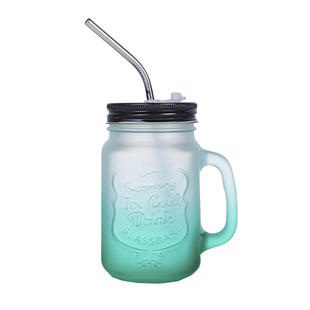 吸管水杯彩色梅森杯公鸡杯带盖透明柠檬果汁杯韩版奶茶杯饮料杯女