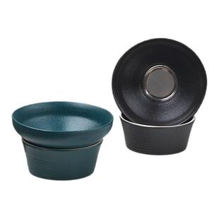 日式粗黑陶变陶瓷不锈钢茶漏茶滤组过滤网茶叶分离器茶道配件两件