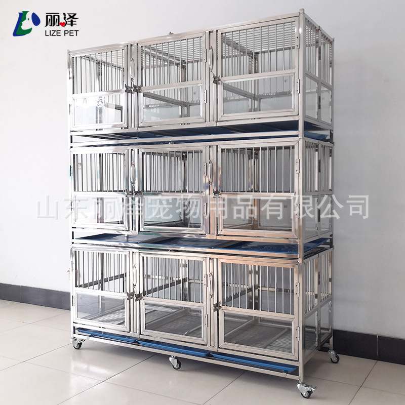 丽泽宠物多层位展示笼3层9笼门不锈钢框架大小展示笼全新宠物笼