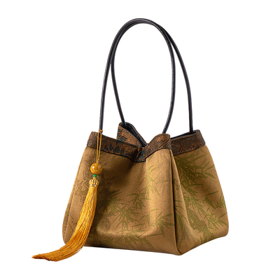 上海故事香云纱宋锦真丝手提包