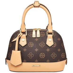 奥康贝壳包2026新款高级手提包老花女包时尚大容量单肩通勤斜挎包