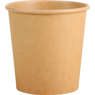 牛皮纸一次性打包盒烤梨桶汤桶圆形加厚带盖汤碗耐高温商用外卖