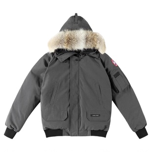 大鹅01款飞行员夹克羽绒服男款2025冬季新款工装加厚大毛领派克服