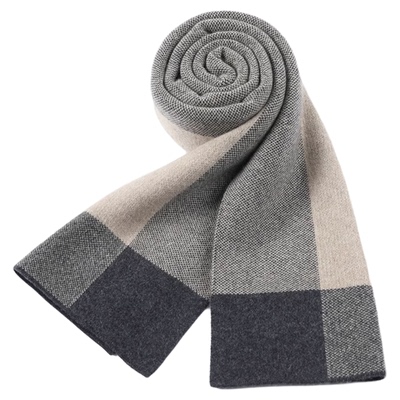 皮尔卡丹羊绒围巾男冬季高档围脖冬加厚纯色短款高级感礼物礼盒装