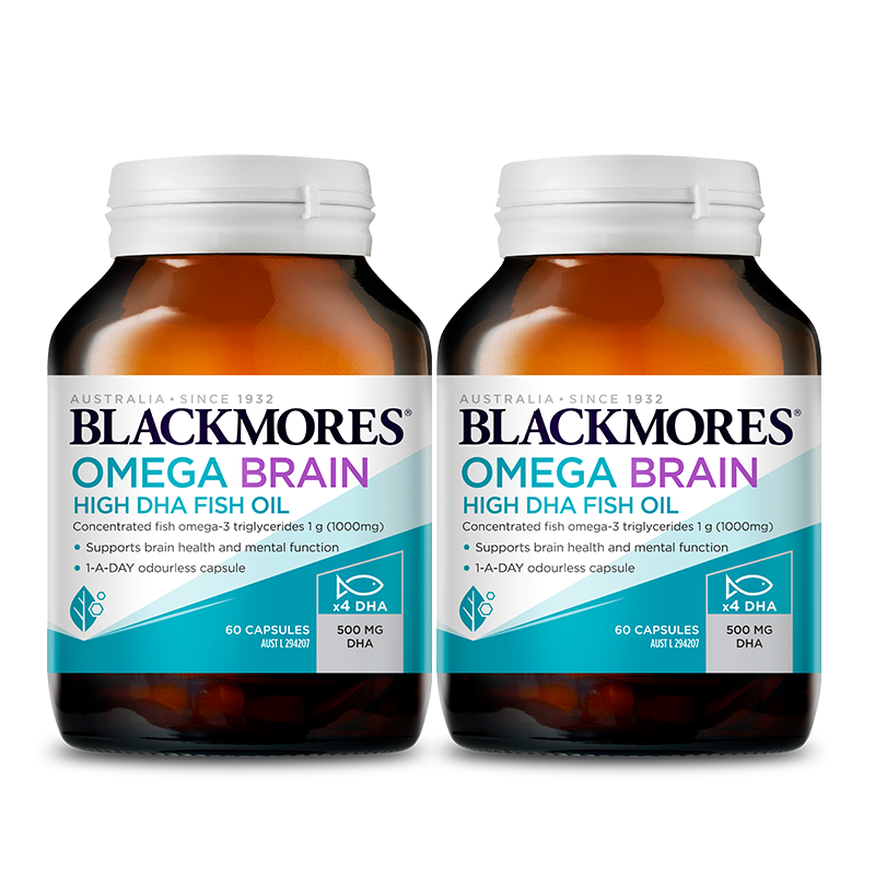 澳佳宝BLACKMORES深海DHA4倍鱼油omega3备考60粒*2记忆力官方正品