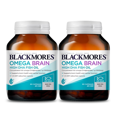 澳佳宝BLACKMORES深海DHA4倍鱼油omega3备考60粒*2记忆力官方正品
