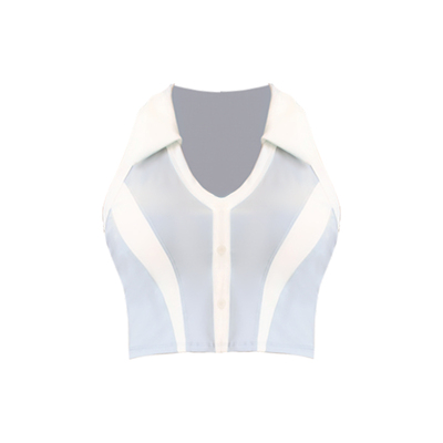 一乐女子力复古球场girl翻领运动上衣普拉提网球高尔夫带胸垫背心