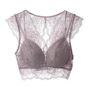 美奈川美背内衣女性感蕾丝抹胸防走光无钢圈全罩杯聚拢薄款文胸罩