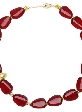 Limb掠目 原创设计Hippie Spirit不对称异形琉璃颈链红串珠项链女