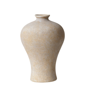 米子家居复古高级感餐桌花瓶中式侘寂黄色陶罐摆件适合放干花梅瓶