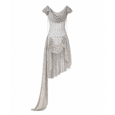 高允真同款法式波点荡领连衣裙女