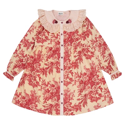 5Z Little家现货 法国bachaa FW25秋冬女宝长袖印花刺绣连衣裙