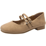 大东玛丽珍女鞋2026春季新款简约方跟一脚蹬女单鞋百搭通勤工作鞋