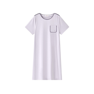 曼妮芬夏棉质简约纯色圆领短袖裙家居服女睡裙凉感外出宅家睡衣
