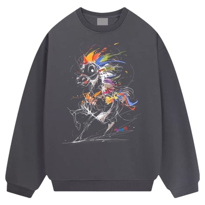 2026新年本命年红色涂鸦小马卫衣