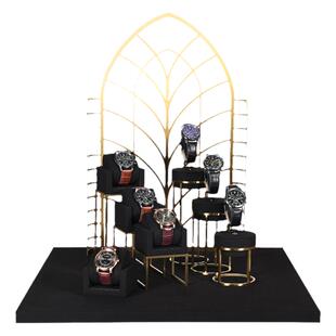 众美达首饰展示架金属特黑手表展示架橱窗陈列道具套装手表收纳架