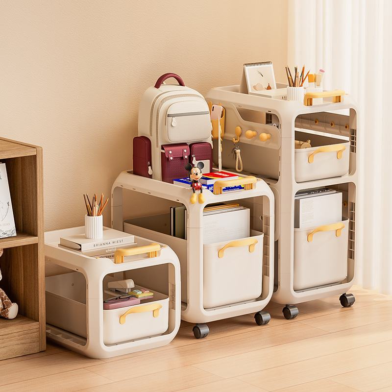 书包置物架可移动小推车桌下收纳书本放书包柜家用滑轮神器架