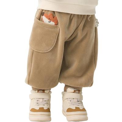 巴拉巴拉宝宝裤子婴儿加绒卫裤秋冬季新款童装男童女童外穿长裤厚