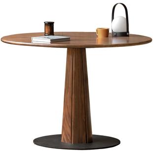 源氏木语实木餐桌黑胡桃木餐厅原木简约吃饭桌小户型家用圆桌子