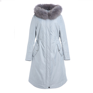 乔万尼派克羽绒服女新款雾霾蓝两面穿欧洲站保暖大毛领中长款