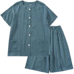 护理服透析骨折穿的衣服卧床瘫痪专用纯棉透气病号服老人短袖睡衣