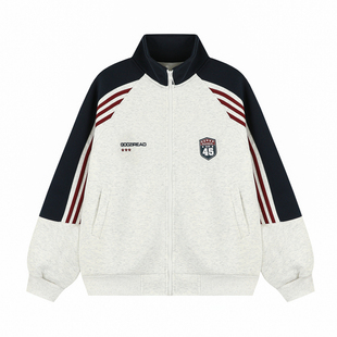 明星同款插肩袖男生运动外套男秋冬棒球服美式青少年立领夹克男款