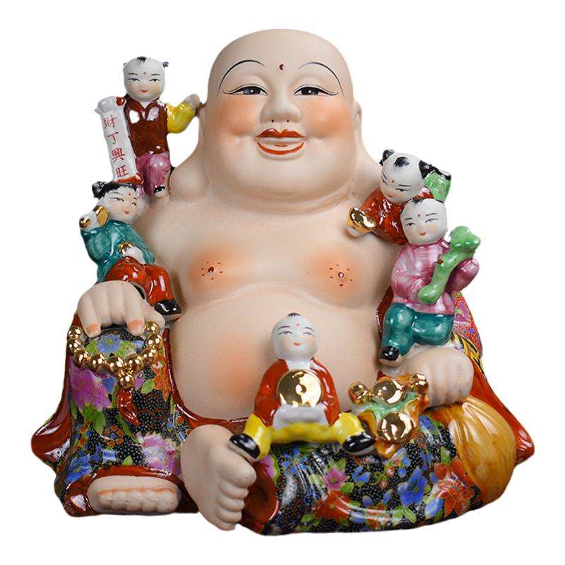 陶瓷五子登科弥勒佛大肚笑佛