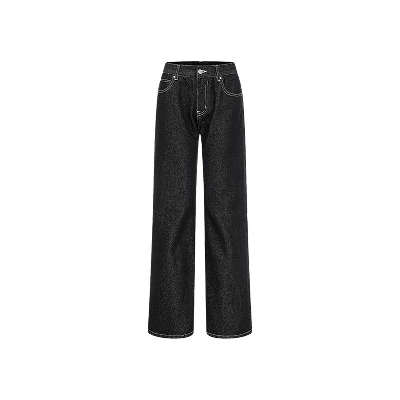 F383 美式复古辣妹低腰牛仔裤女百搭直筒微喇垂感显瘦长裤子春秋