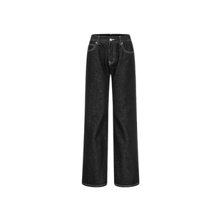 F383 美式复古辣妹低腰牛仔裤女百搭直筒微喇垂感显瘦长裤子春秋