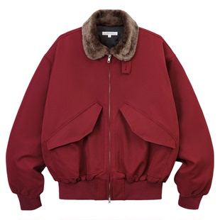 SUPERTOFU毛领翻领 可立领 防寒保暖 新雪丽3M棉飞行夹克外套SS26