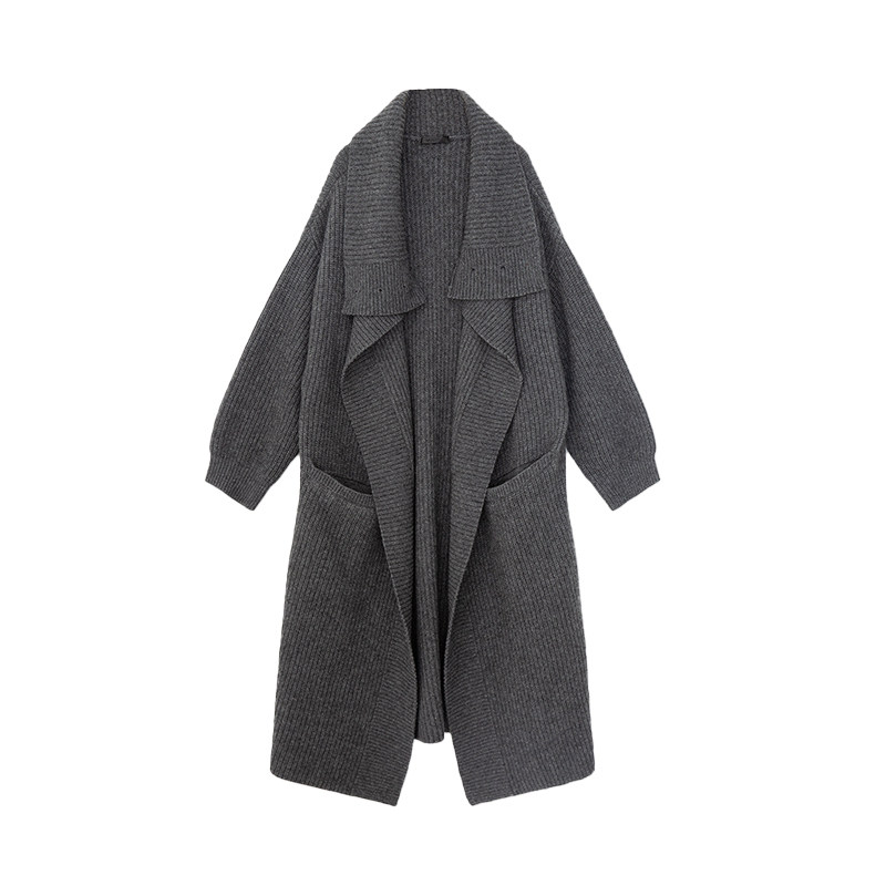 现货  慵懒风氛围牦牛绒羊毛混纺温暖極简老钱宽松大开衫秋冬新品