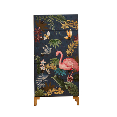 美式复古斗柜实木彩绘收红纳柜