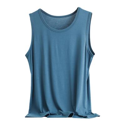 莫代尔宽肩背心男无痕无袖汗衫