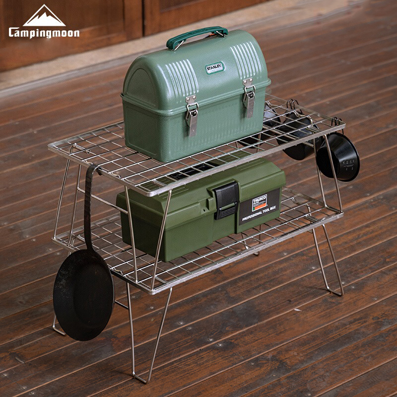 柯曼不锈钢折叠网桌T-235A自驾游IGT户外轻量烧烤桌子置物架新款