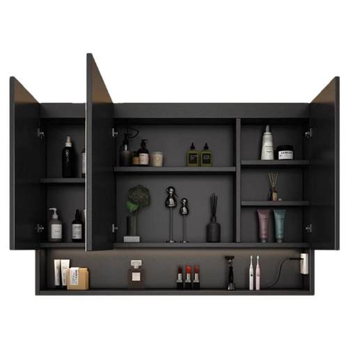 304不锈钢开放格智能浴室镜柜单独卫生间挂墙式置物柜收纳led带灯