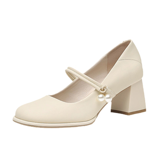 大东法式玛丽珍女鞋2026新款春季单鞋粗跟高跟鞋女配裙子伴娘鞋