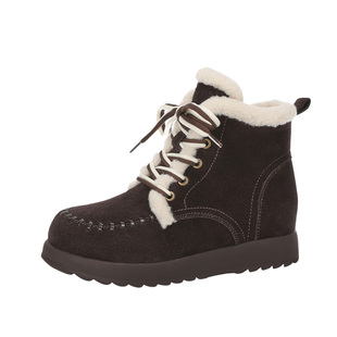 MILLIE'S/妙丽翻毛皮加绒短靴女冬季保暖系带户外靴厚底马丁靴Z