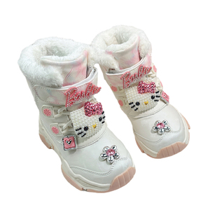 亮晶晶女童雪地靴加绒加厚棉靴高帮保暖大棉鞋秋冬季儿童户外靴子