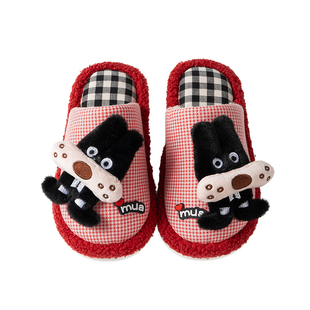 创意玩偶立体大牙狗棉拖鞋女冬可爱少女心毛毛防滑居家情侣地板拖