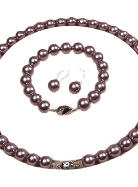 轻奢贝壳圆珠珍首饰套装高档耳环