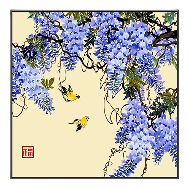 自油自画DIY数字油画紫藤莺语