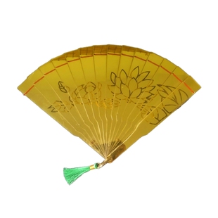 童磨扇子COS鬼灭之刃同款周边金色折扇亚克力雕刻莲花道具服假发