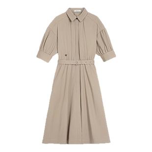 Forevercan女装2025新款“巴黎画刊”复古英伦感泡泡袖衬衫连衣裙