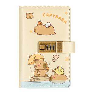 卡皮巴拉儿童密码存钱本2024年新款密码锁存钱夹高颜值可放现金大容量100张收纳册纸币记念钞票据收藏册钱册