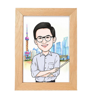 手绘水彩画定制人物画像真人照片转卡通彩铅画装饰画摆件老师礼物