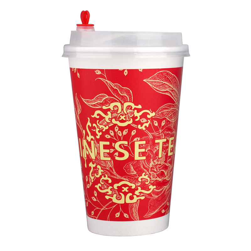 中国茶双淋膜奶茶纸杯商用定制
