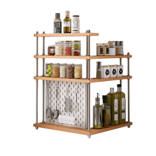 厨房灶台上收纳置物架台面三角区90度转角调料架多功能多层收纳架